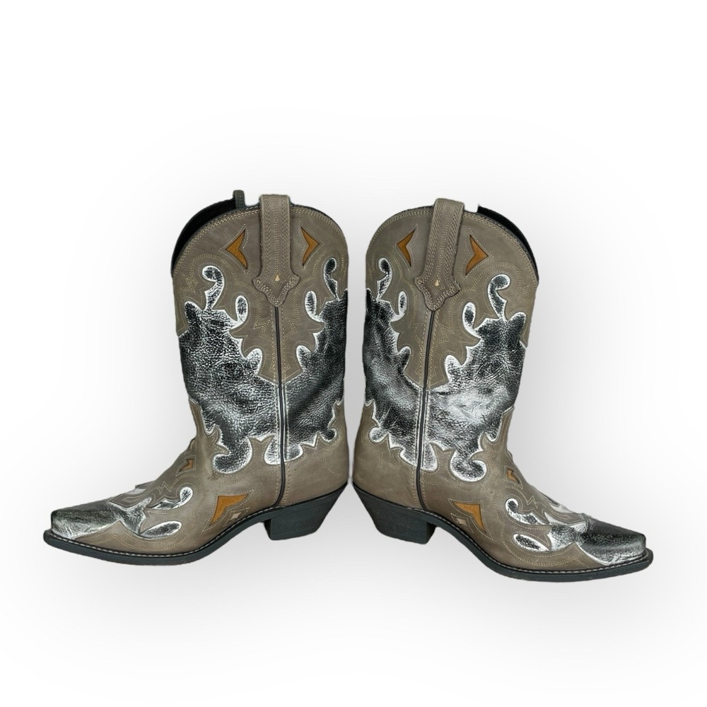 Rockin Country Distressed Artsy Snip Toe Cowboy Boots Womens 9M Boho Chic Rustic - Picture 5 of 11